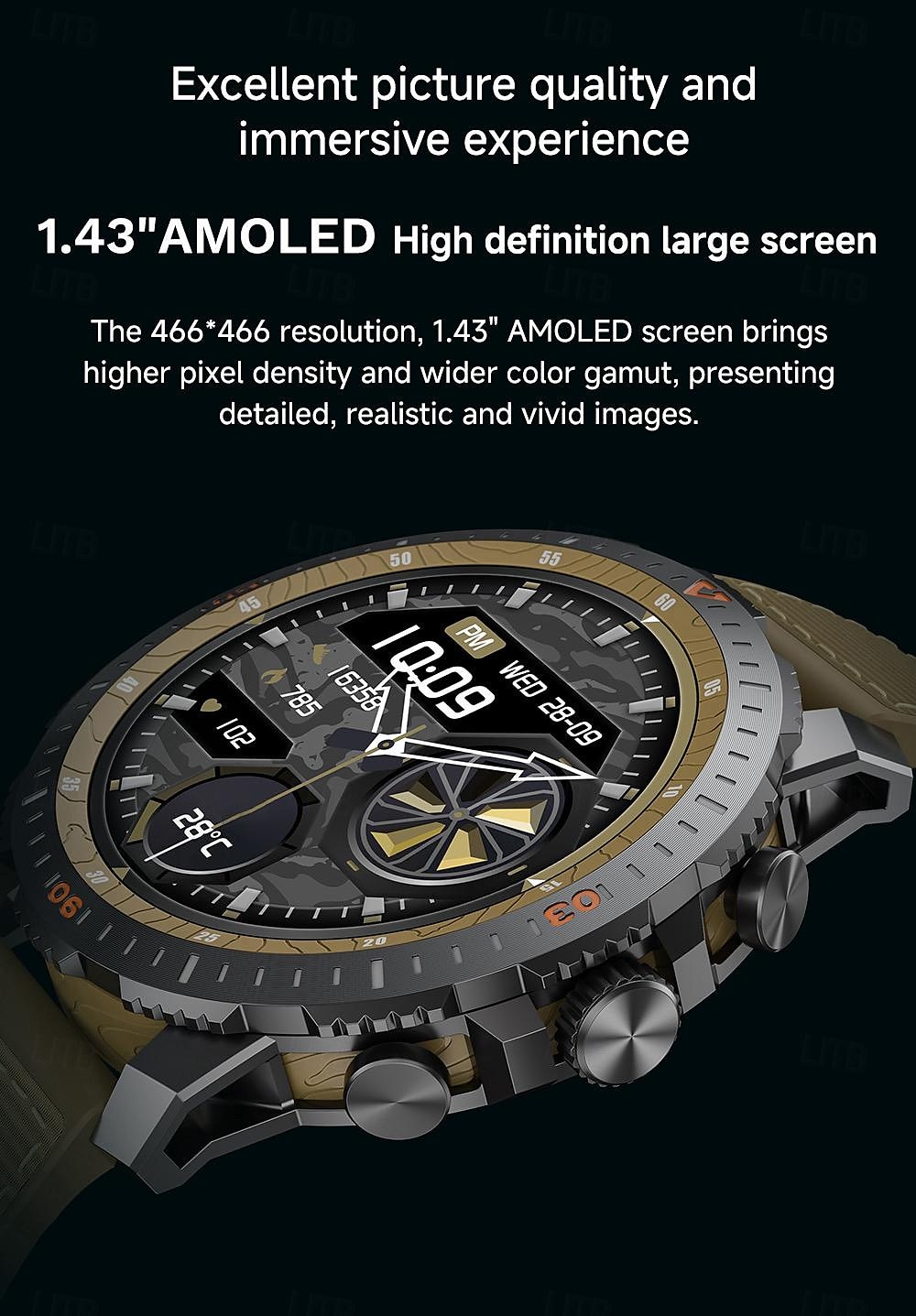 696 LC313 Εξυπνο ρολόι 1.43 inch Έξυπνο ρολόι Bluetooth ΗΚΓ + PPG Βηματόμετρο Υπενθύμιση Κλήσης Συμβατό με Android iOS Γυναικεία Άντρες Κλήσεις Hands-Free Υπενθύμιση Μηνύματος IP 67 Θήκη ρολογιού 46mm 2025 - $62.99 –P3