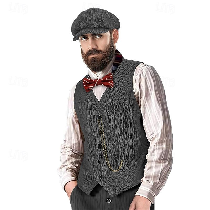 Retrò Vintage Anni Ruggenti Anni 1920 Abiti Gilet Gentiluomo Gangster Costume Per uomo Halloween Carnevale Capodanno Carnevale Festa / Sera Mascherata Adulti Cravatta Gilet Cappello Tutte le stagioni del 2025 a $47.99 –P9