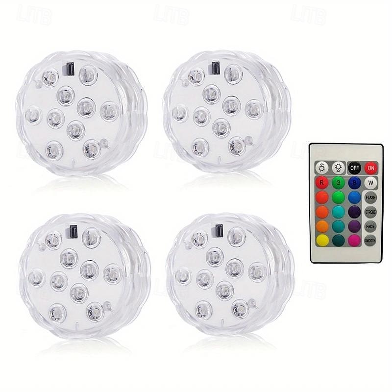 1/2/4 Pcs, Submersible LED Pool Lights with Infrared Sensor, Waterproof Underwater Pool Lights for Inground Pool ,Color Changing Underwater Lights for Ponds Battery Operated 2025 - $13.49 –P12