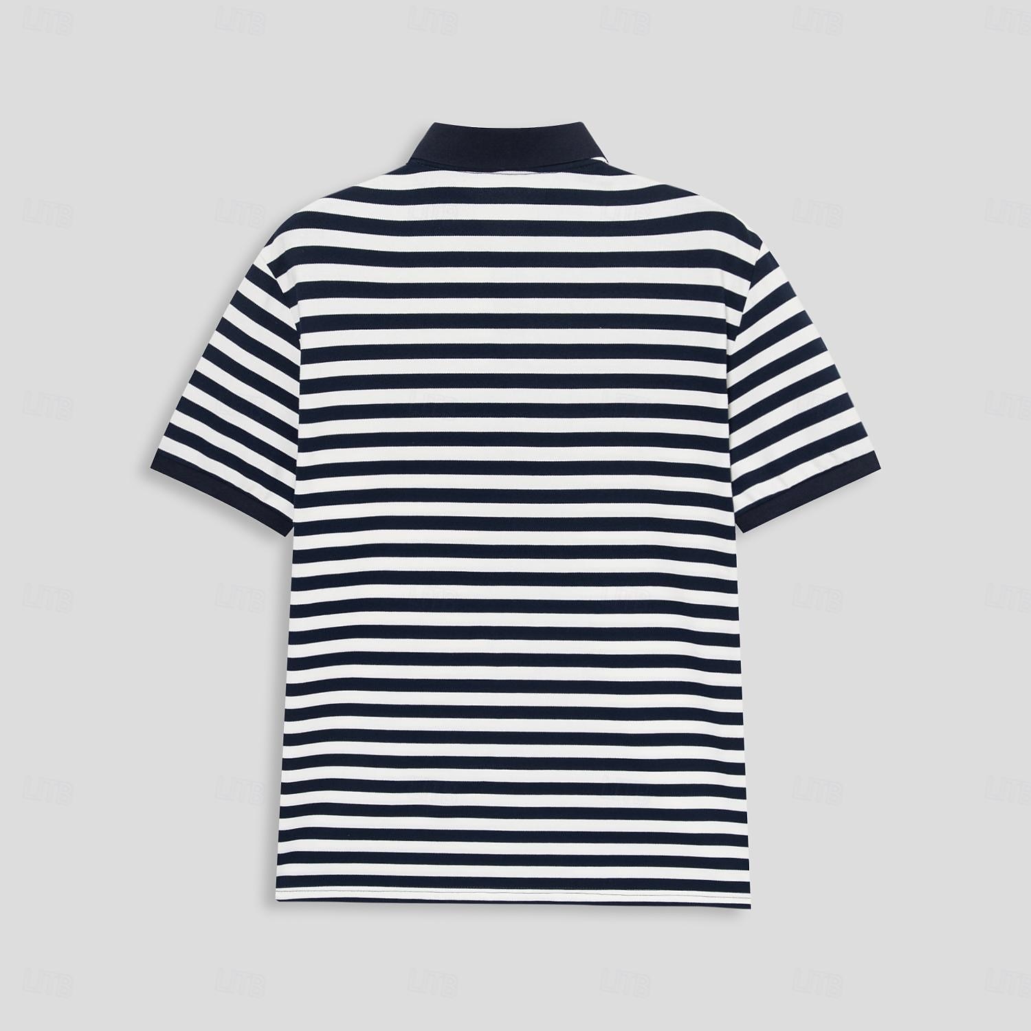 Herren Polo Strick-Polopullover Geschäft Lässig Revers Kurzarm Modern Formell Gestreift Horizontale Streifen Knöpfe Sommer Marineblau Polo 2025 - $4.99 –P3