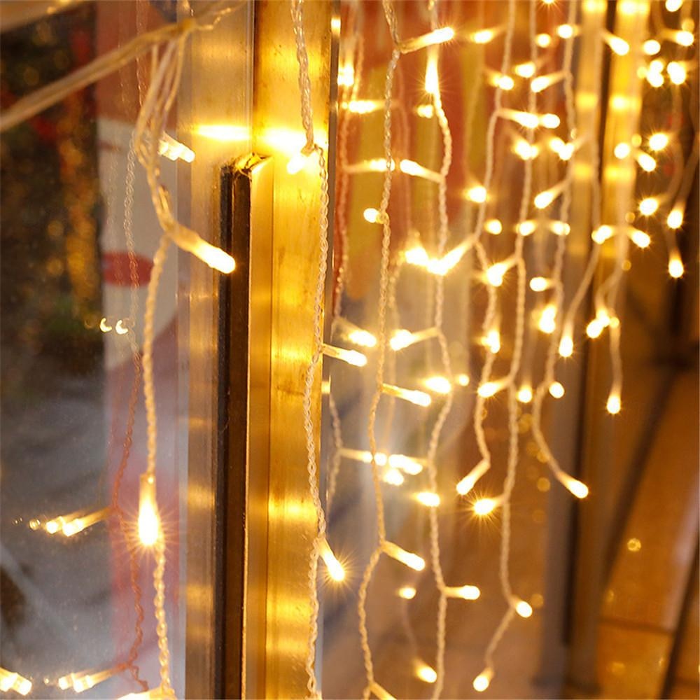 Elegant Wedding Reception Party Outdoor Solar LED String Lights, USB Charging Curtain Fairy Lights 3*3m, Christmas Icicle String Lights Waterfall Lamp Wedding Room Garland Garden Outdoor Decor 2025 - $42.99 –P2