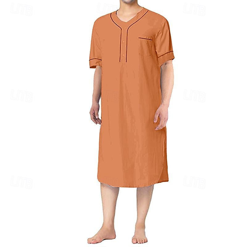 Bărbați loungewear Camasa de noapte Cămașă de noapte Culoare pură Stilat Confortabili Halate kimono Zilnic Casă Poliester Απαλό Respirabil În V Manșon scurt Buzunar Vară Primăvară Negru Alb 2026 - $29.99 –P3