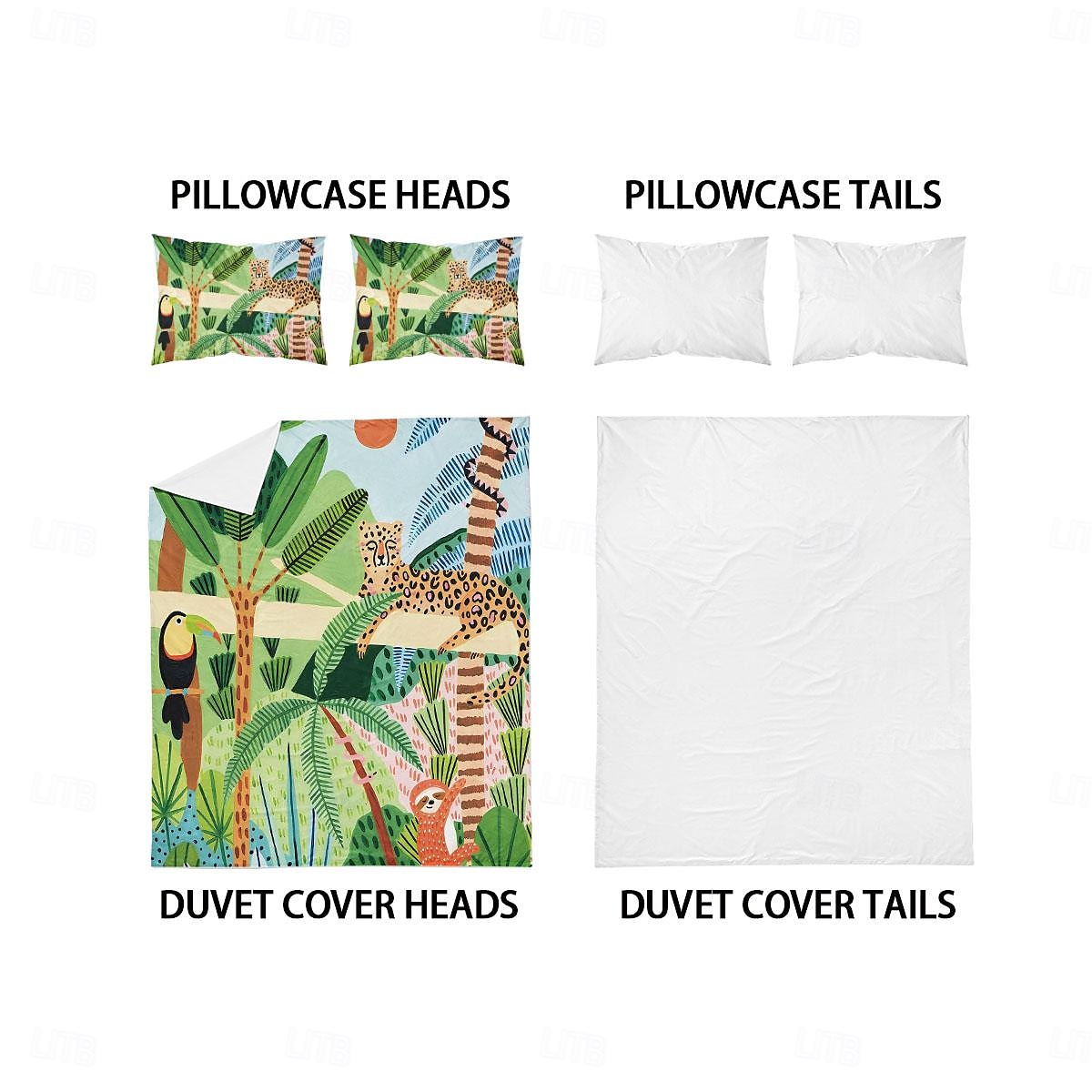 tropical rainforest series 3-delat påslakanset för sommaren mjuk hudvänlig långvarig för hotellrum gästrum sängkläder bekvämt set 2025 - $60.99 –P11