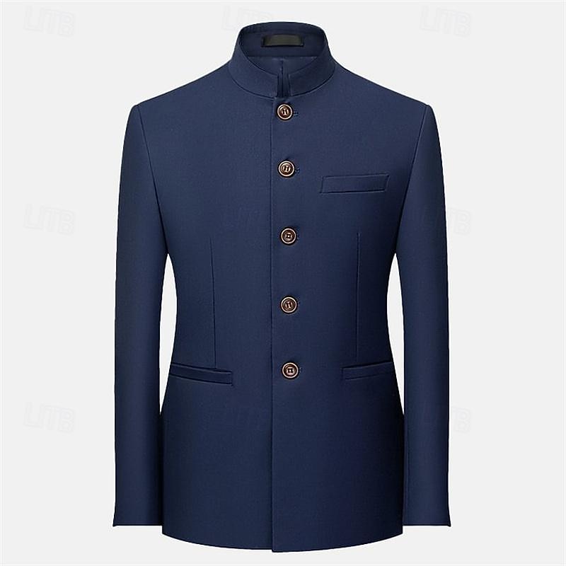 Voor heren Blazer liiketoiminta Cocktailparty Bruiloft Modieus Casual Lente & Herfst Polyester Effen nappi Zak Comfortabel Enkele rij knopen Blazer Zwart Wit Geel Rood 2026 - $75.99 –P12