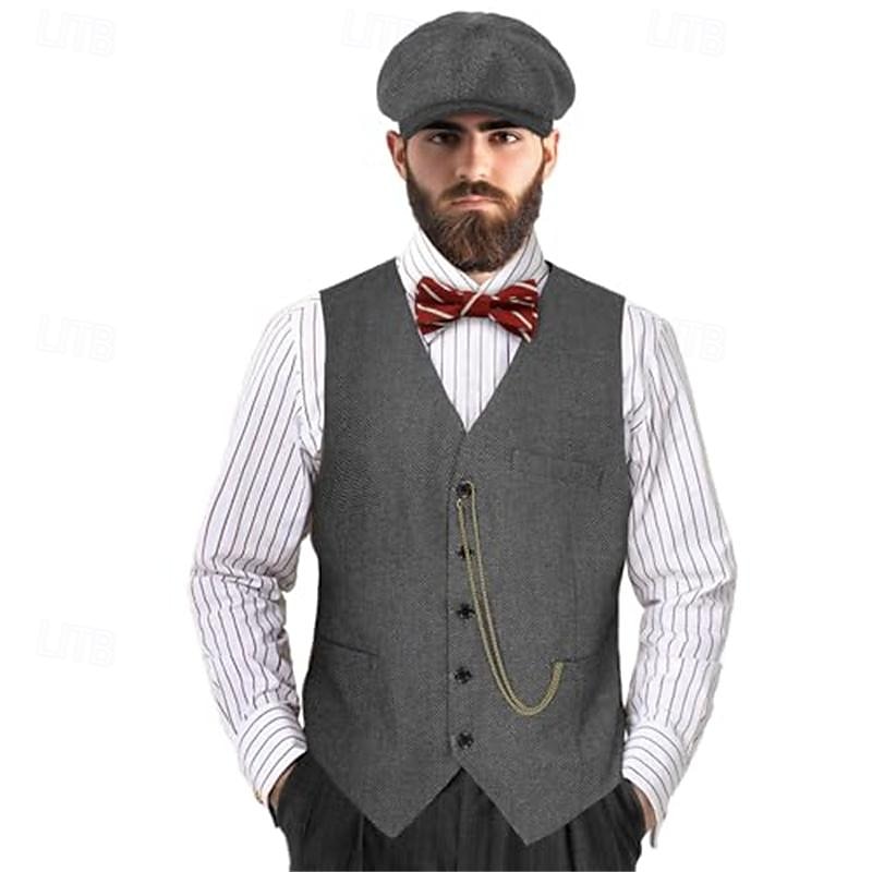 Retrò Vintage Anni Ruggenti Anni 1920 Abiti Gilet Gentiluomo Gangster Costume Per uomo Halloween Carnevale Capodanno Carnevale Festa / Sera Mascherata Adulti Cravatta Gilet Cappello Tutte le stagioni del 2025 a $47.99 –P8