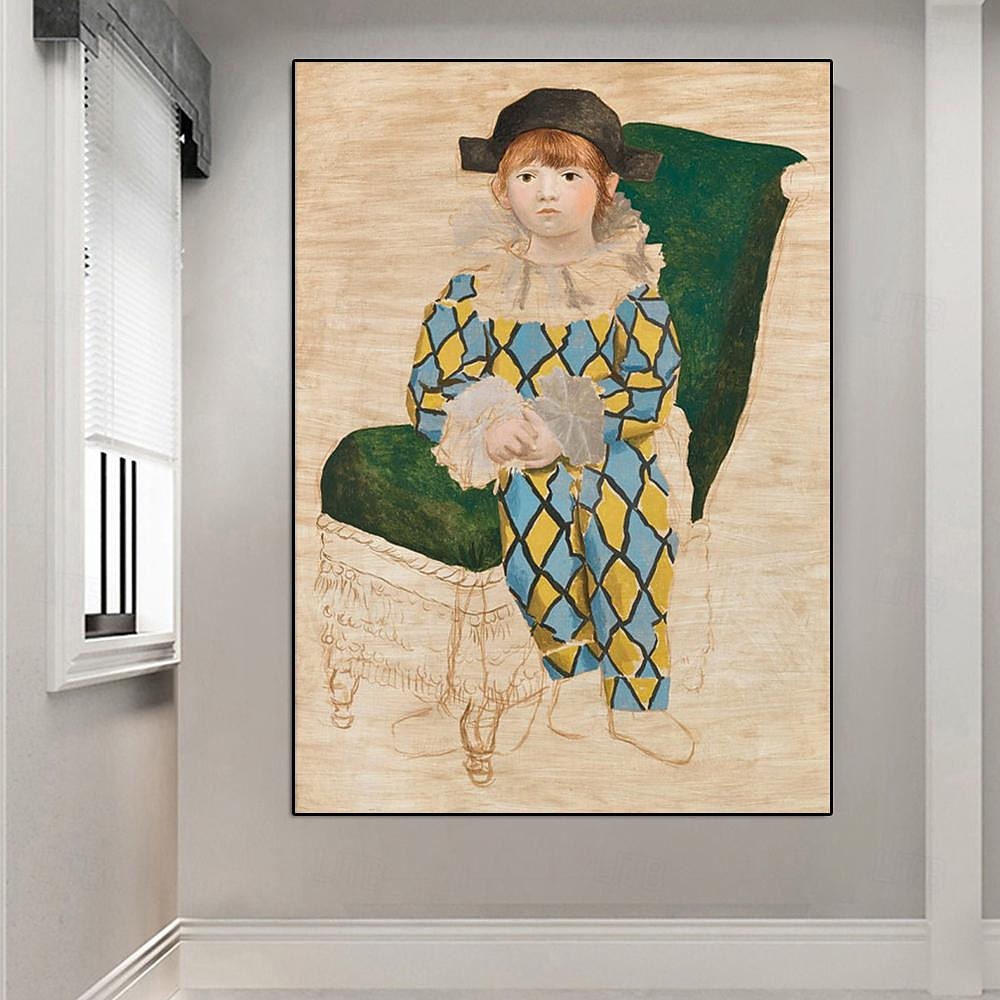 dipinto a olio fatto a mano di pablo picasso dipinto a mano verticale astratto persone classico moderno cornice di pablo picasso paul vestito da arlecchino pittura a olio del 1924 del 2025 a $178.99 –P4