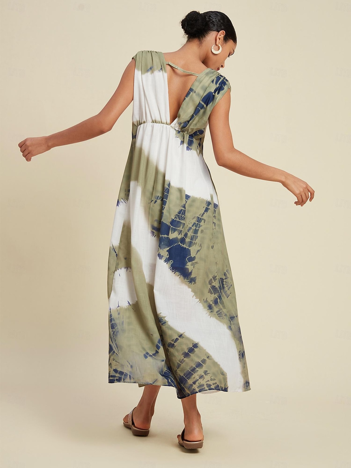 Per donna Abito Elegante Abito Lungo Maxi Abito Verde Senza Maniche Sfumatura Stampa Estate Scollo a V Vacanza Casual Quotidiano S M L del 2026 a $125.99 –P2
