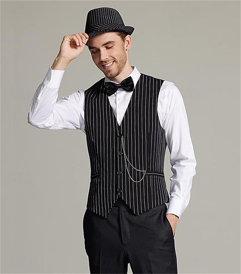 Retro Řvoucí 20s 20. léta 20. století Úbory Vesta Sada příslušenství Gentleman Gangster Maškarní kostým Pánské předvečer Všech svatých Karneval Nový rok Karneval Večírek Plesová maškaráda Dospělé 2025 - $41.99 –P2