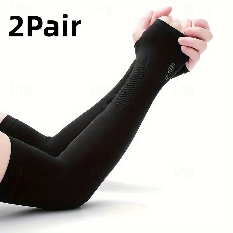 2pairs Long Solid Color Sun Sleeves, Thin High Elastic Cooling Arm Cover, Summer Sport Sleeves For Running Fishing Riding 2025 - $9.49 –P8
