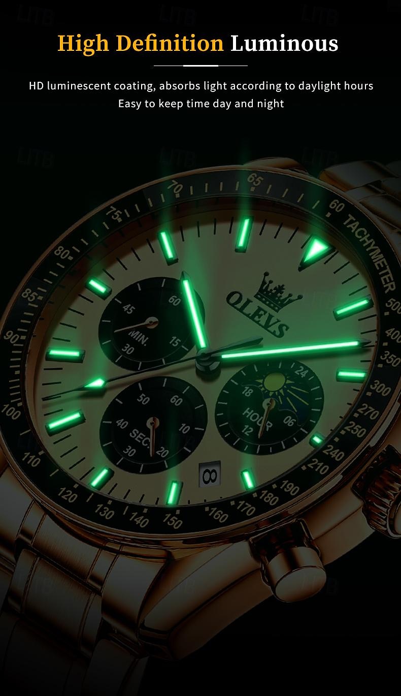 OLEVS Men Quartz Watch Outdoor Fashion Casual Wristwatch Luminous Calendar Waterproof Decoration Steel Watch 2026 - $42.99 –P9