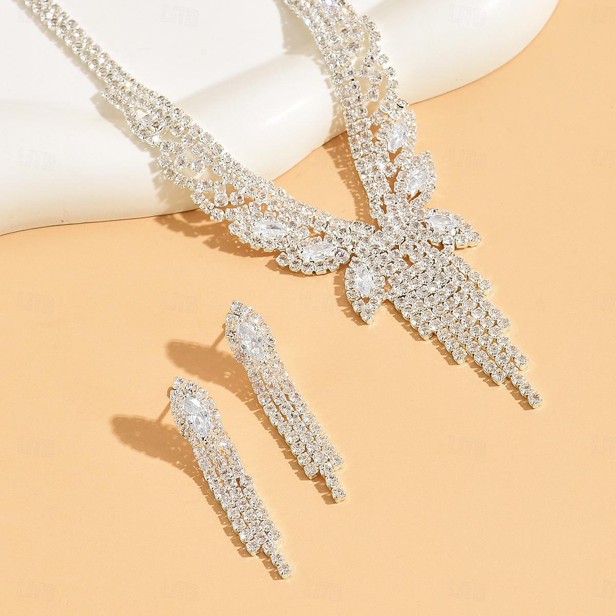 Seturi de bijuterii 3buc Ștras Aliaj Cercei Coliere Pentru femei Elegant Epocă Modă Geometric Geometric Shape Set de bijuterii Pentru Nuntă Petrecere Aniversare 2025 - $18.49 –P2