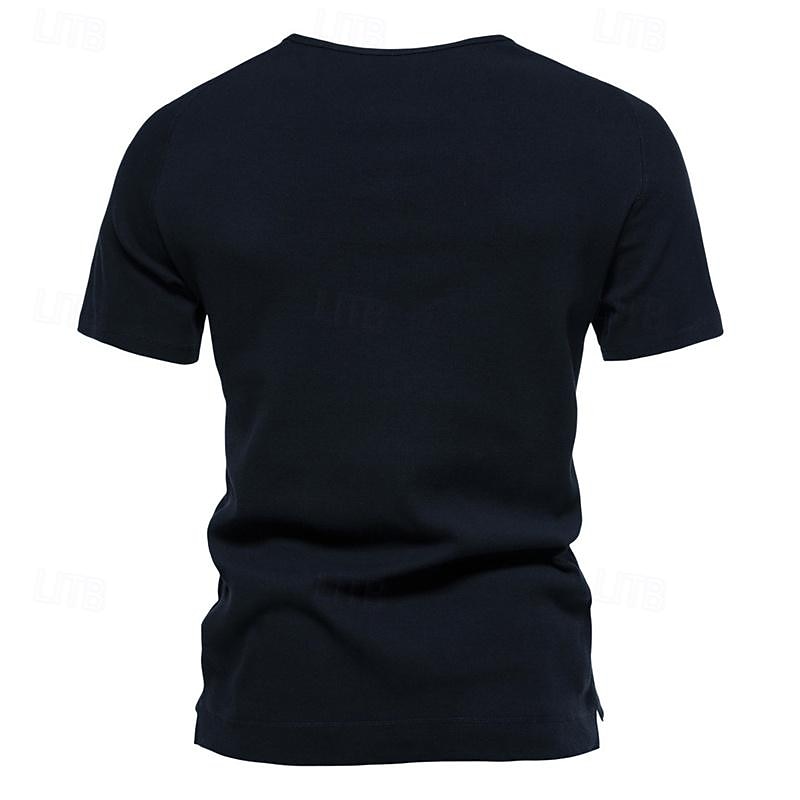 Pánské Tričko s knoflíkem Tričko Tričko Henley Trička Krátký rukáv Henley Jaro léto Bez vzoru Pit Strip Módní Designové Základní Dovolená ulice Jdeme ven Černá Bílá Námořnická modř Top tričko pro muže 2025 - $20.99 –P18