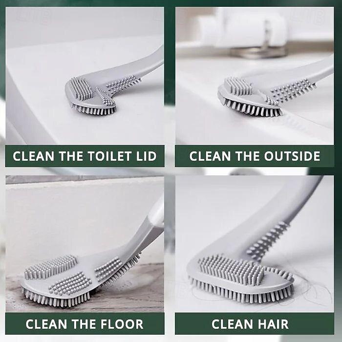 golfový WC kartáč, WC čistící kartáč, flexibilní ohebný silikonový WC kartáč s dlouhou rukojetí, 360 hluboký kartáč na WC mísy, rychleschnoucí WC kartáč do koupelny 2025 - $12.99 –P9