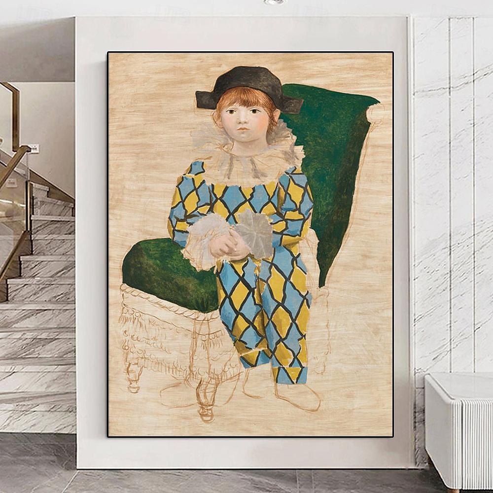 dipinto a olio fatto a mano di pablo picasso dipinto a mano verticale astratto persone classico moderno cornice di pablo picasso paul vestito da arlecchino pittura a olio del 1924 del 2025 a $178.99 –P5