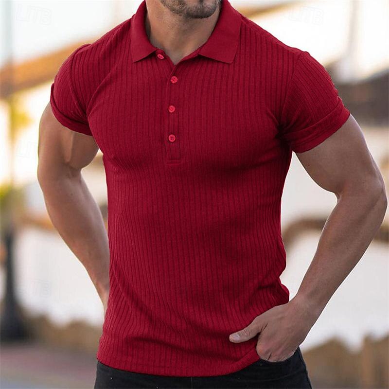 Homme T-shirt POLO Chemise de golf Manche Courte Col rabattu Tee-shirt T-shirt musclé Chemise à manches courtes Extérieur Séchage rapide Faire des exercices Doux Anti-transpiration Polyester Noir de 2025 ? €15.89 –P5