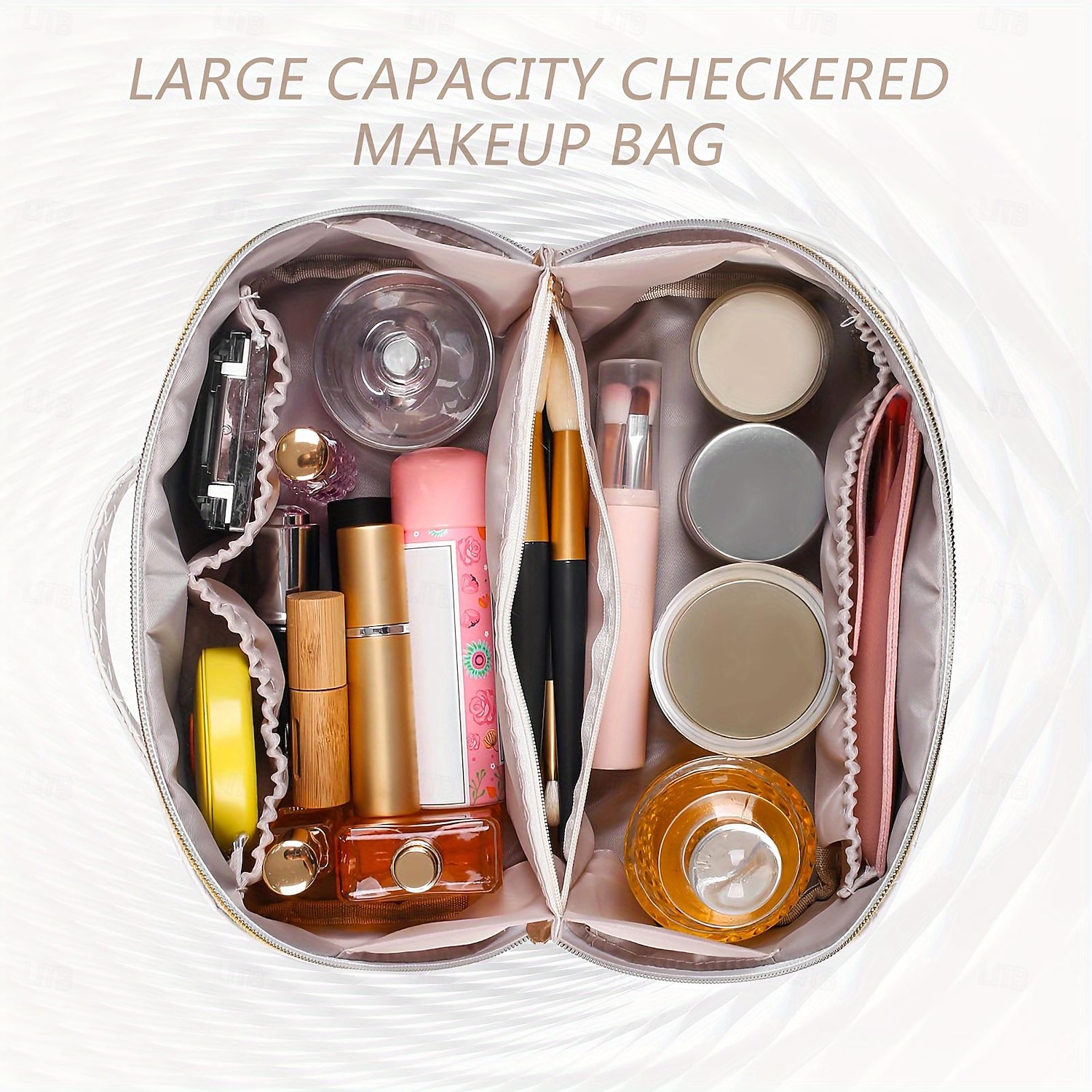trousse de maquillage de voyage de grande capacité - trousse à maquillage étanche multifonctionnelle avec poignée et séparateur pour un accès facile de 2025 ? $8.99 –P3