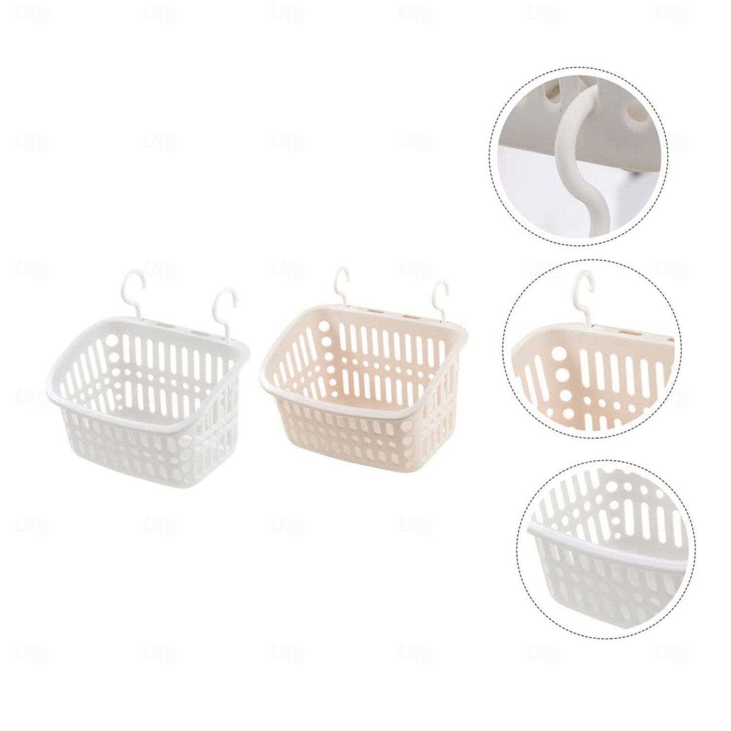 Cestino da appendere in plastica con gancio girevole da 2 pezzi: contenitore da doccia portatile per bagno, cucina e dormitorio, organizer salvaspazio del 2025 a $7.49 –P1