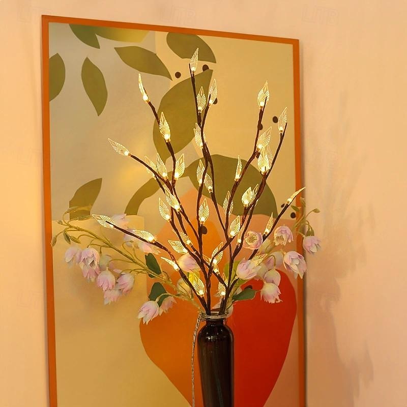 1 Stück transparentes Blätterzweiglicht mit 20 LEDs, LED-Lichtstreifen, Weidenzweiglampe, Blumenlichter erhellen Ihren Raum mit eleganter Atmosphäre, perfekt für Haus, Garten, Hochzeit, Weihnachtsdekoration 2025 - $14.99 –P5