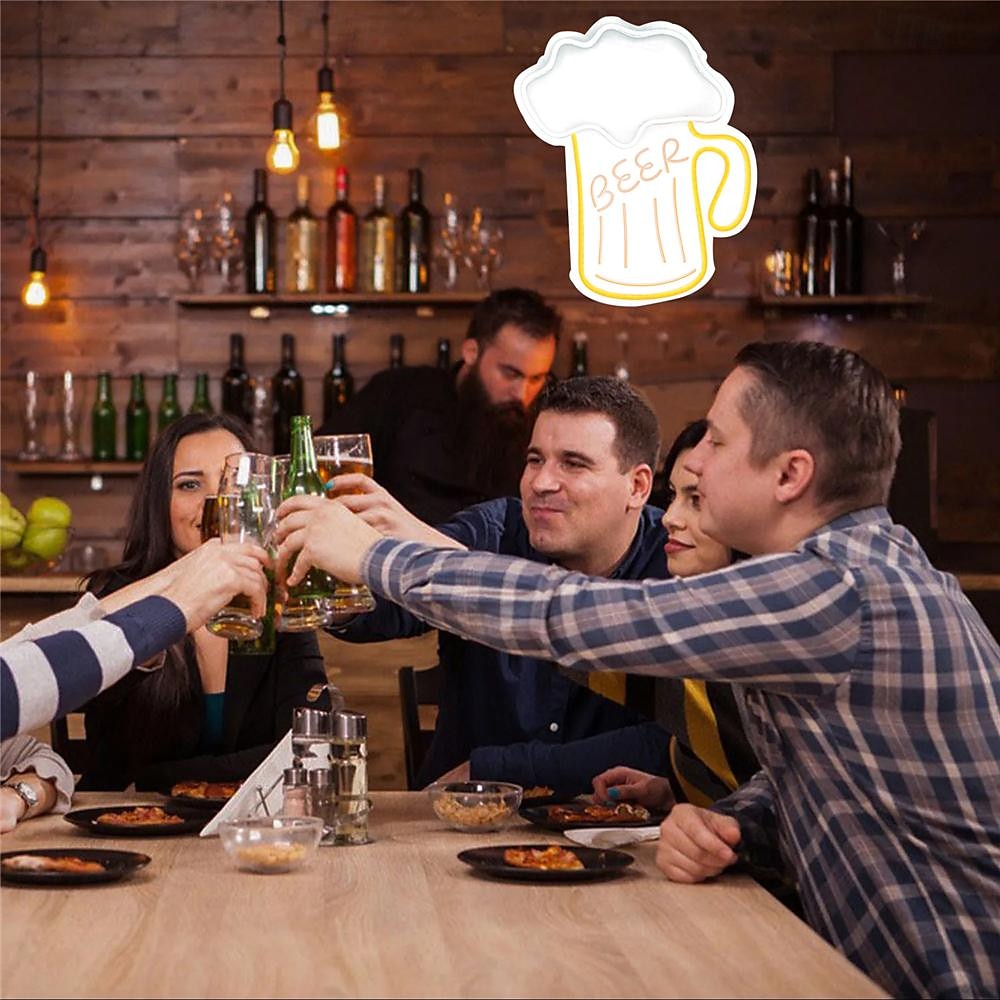 oktoberfest øl usb led neonlys, led ølskilt barklubb akryl neonlys hotellbar kafé bursdagsfest ungdomsrom veggdekorasjonslys logo 1stk 2025 - $89.99 –P10