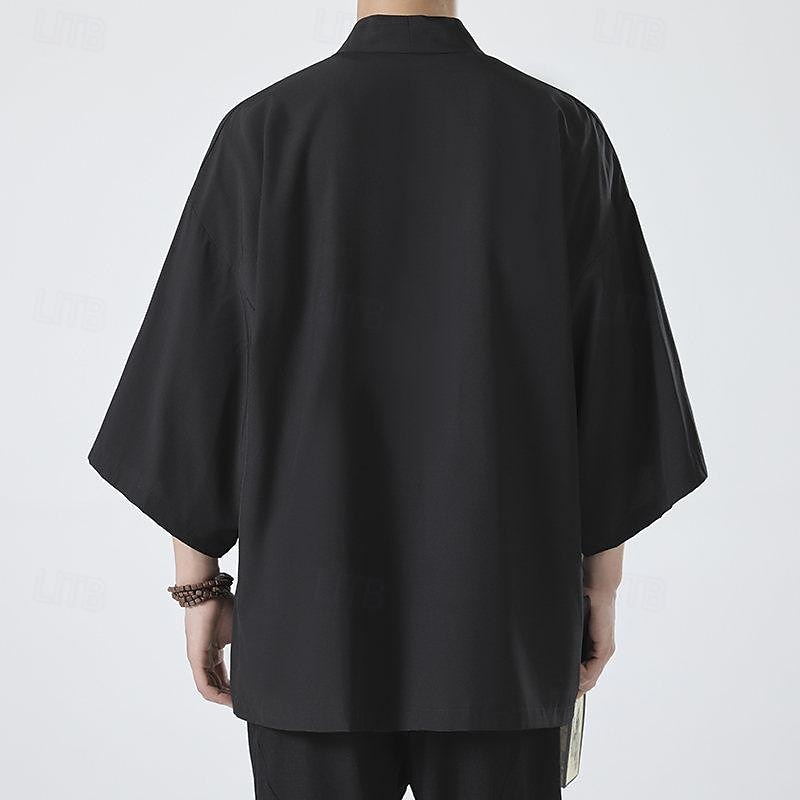 Per uomo Mantello / mantelle Giacca Kimono Esterno Giornaliero Crema solare Traspirante Primavera estate Liscio Di tendenza Informale Colletto Standard Nero Bianco Rosa Blu Grigio chiaro Giacca del 2025 a $17.99 –P5