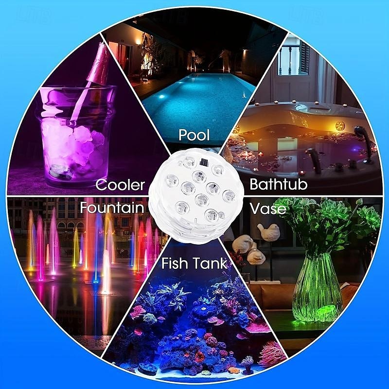 2pcs RGB LED Underwater Light, Waterproof Submersible LED Pool Pond Lights Illuminate Your Pool, Garden & More - Durable Waterproof Design for Year-round Decor - Ideal for Bathtub, Pond, Fountain, Spa 2025 - $17.99 –P9