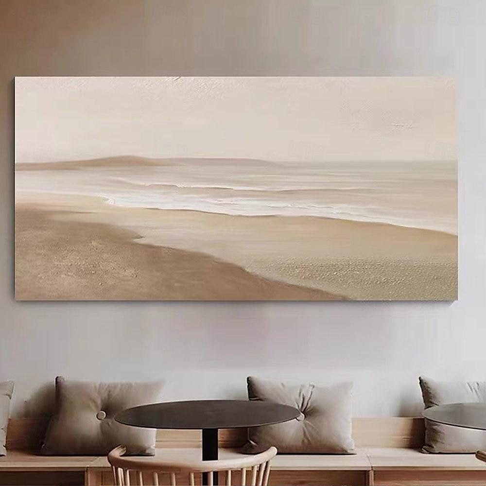 oljemålning wabi sabi målning handmålad stor beige konst brun 3d minimalistisk målning på duk brun 3d textur väggkonst neutral beige båge gipsmålning 2025 - $61.99 –P9