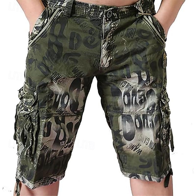 Homme Shorts cargo Short camouflage Shorts de Randonnée Multi-poches Camouflage Longueur Genou Quotidien ancien Streetwear Vert Véronèse Bleu de 2025 ? $28.99 –P7