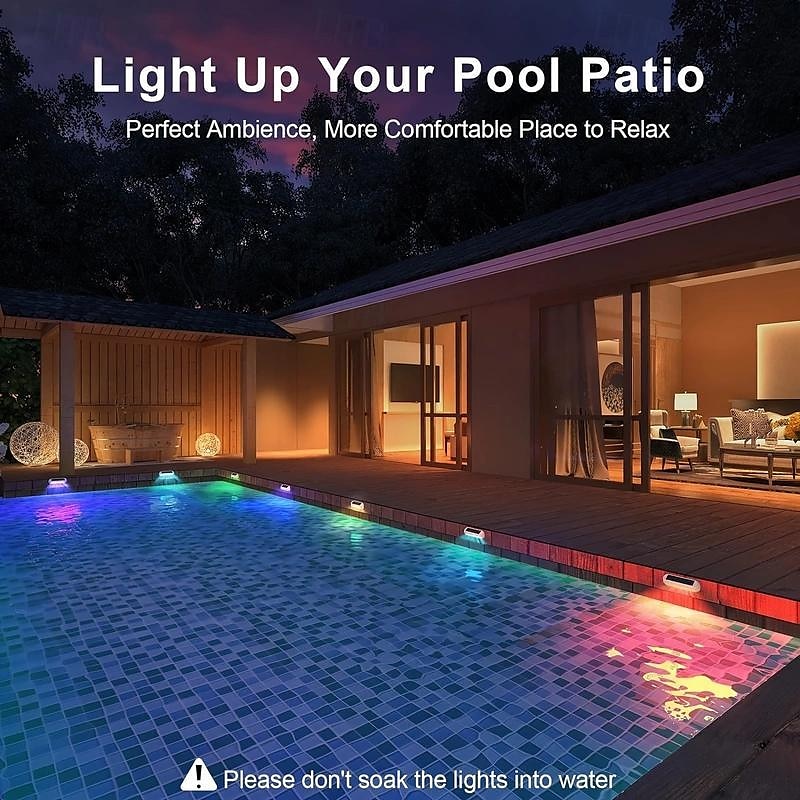 Solar Outdoor Deck Lights, Upgraded RGB Solar Fence Lights with Color Changing & Warm White Mode, Waterproof LED Solar Powered Lights for Yard, Wall, Stairs, Pool and Step Decor 2025 - $25.99 –P8