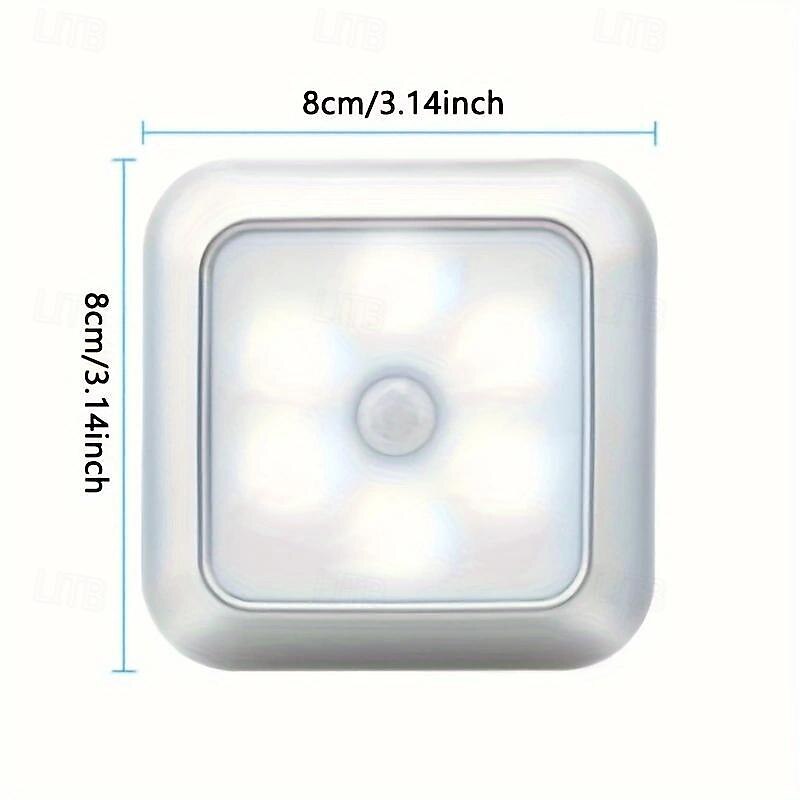 Set de lumini de noapte cu senzor de mișcare cu led 3 buc, lumină cu senzor dulap dulap cu 6 LED-uri, iluminare automată cu infraroșu activată cu baterie alimentată pentru un loc nou dulap, dulap, scară, dormitor, coridor, toaletă, dulap 2025 - $34.99 –P1