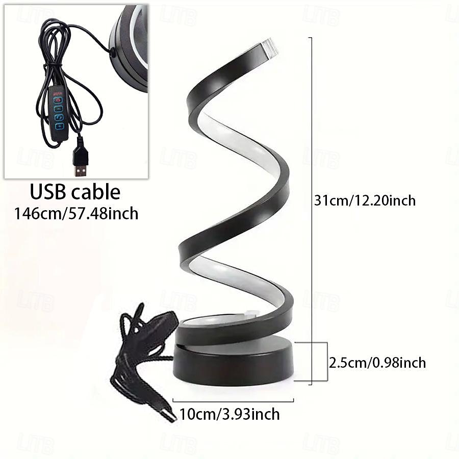 LED Spiral Table Lamp, Modern Simple Bedside Night Light Tri-Colors Dimmable USB Powered Creative Atmosphere Desk Lamp Home Bedroom Office Desktop Decoration Ornaments 1PC 2026 - $28.99 –P1