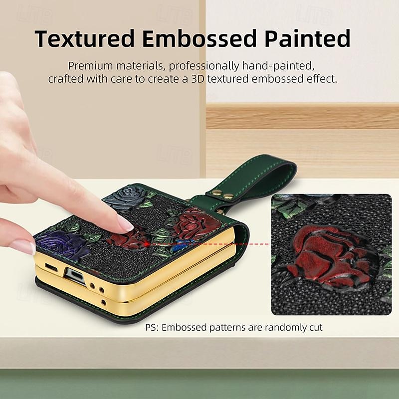 Phone Case For Samsung Galaxy Z Flip 5 Z Flip 4 Z Flip 3 Back Cover with Screen Protector with Wrist Strap Shockproof Retro PC PU Leather 2025 - $33.99 –P13