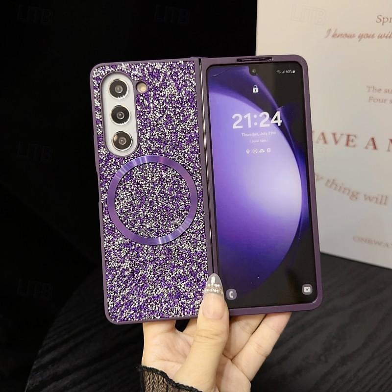 Phone Case For Samsung Galaxy Z Fold 5 Z Fold 4 Z Fold 3 Back Cover Magnetic Adsorption Magnetic Bling Glitter Shiny Shockproof Color Gradient PC 2025 - $18.99 –P1