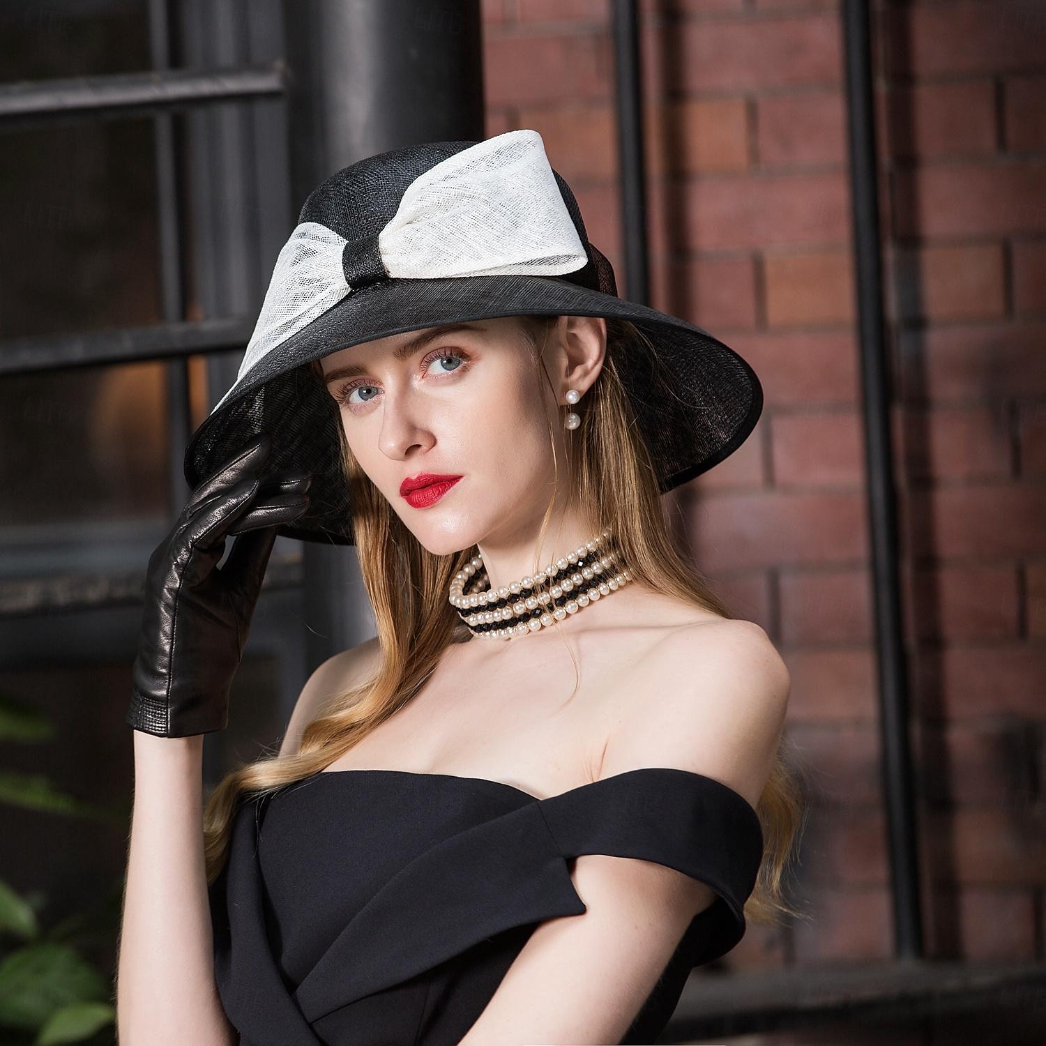 cappelli cappello a bombetta / cloche in lino cappello a secchiello cappello da sole matrimonio tea party matrimonio elegante con copricapo bowknot copricapo del 2025 a $52.99 –P10