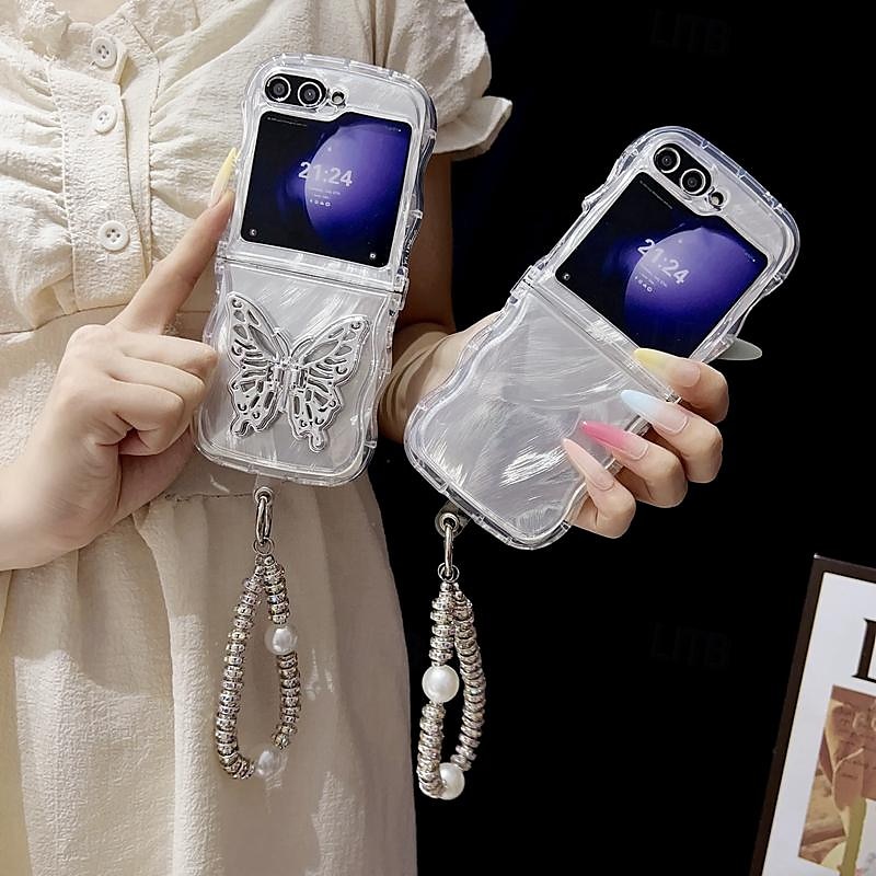 2025年 電話 ケース 用途 サムスンのギャラクシー Zフリップ6 Z Flip 5 Z Flip 4 Z Flip 3 バックカバー リストストラップ付き 耐衝撃 TPU  コレクション – $14.99 –P15