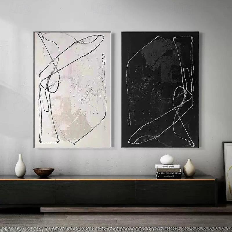černobílá olejomalba wabi sabi abstraktní malba ruční malba na zeď umělecká díla obrázek moderní abstraktní olejomalba geometrické postavy malba nástěnné umění pro domácnost 2025 - $116.99 –P6