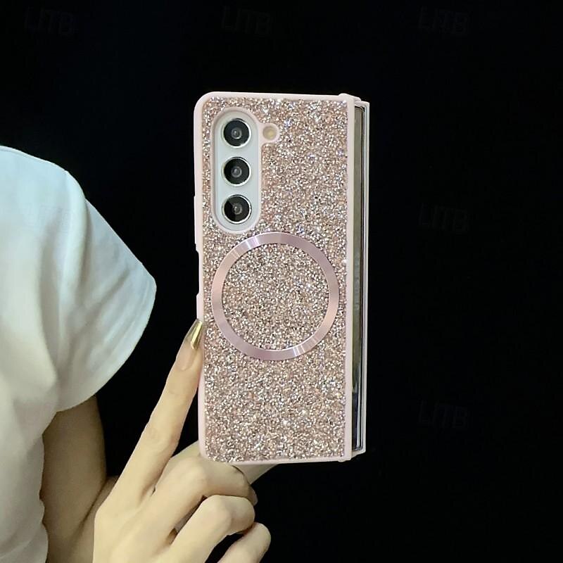 Phone Case For Samsung Galaxy Z Fold 5 Z Fold 4 Z Fold 3 Back Cover Magnetic Adsorption Magnetic Bling Glitter Shiny Shockproof Color Gradient PC 2025 - $18.99 –P9