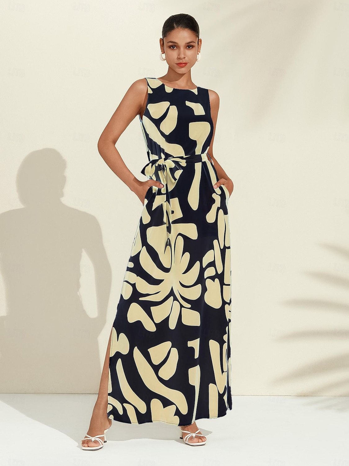 Femmes Robe Décontractée Robe Ample Noir Blanche Sans manches Motif Floral Imprimé Ample Printemps & Été Tour Décontracté Quotidien Occasionnel Vacances S M L de 2025 ? $71.99 –P18