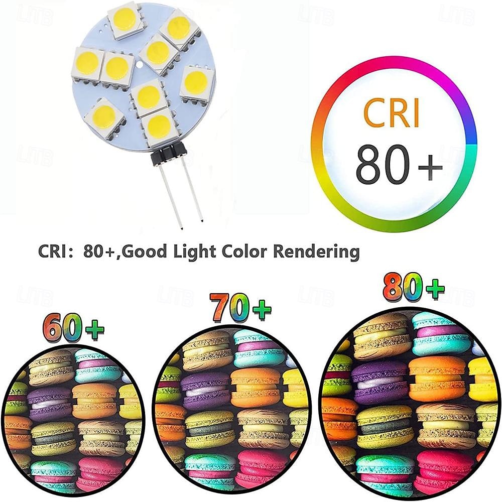 1.5w g4 led bi-pin lampen gelijk aan 15w halogeenlamp dc 12v dimbaar 9 leds 5050 smd 180 graden stralingshoek g4 bi-pin basis plafond verzonken puck gloeilamp 10 stuks 2026 - $23.99 –P1
