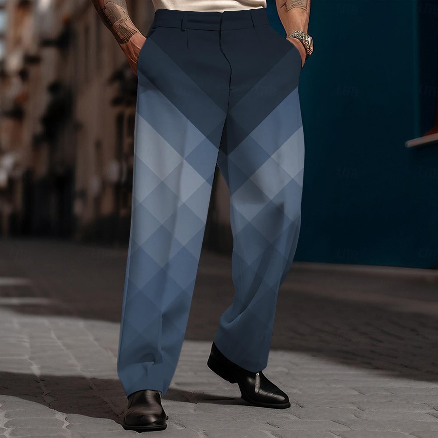 Hombre Plaid pantalones de traje Media cintura Informal de negocios Boda Uso Diario Bolsillo Pantalones rectos Verano Primavera Otoño Rojo Azul Piscina Gris 2025 - $29.99 –P4