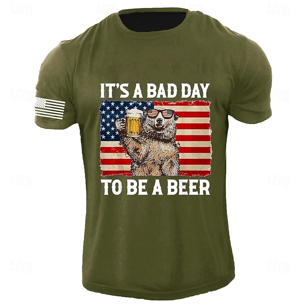 בגדי ריקוד גברים דוב כתב מודפס מצחיק בירה חולצה קצרה טופ טי כותנה שרוולים קצרים גרפי חוּלצָה שחור אפור כהה ירוק צבאי טי נוח רחוב ספורט חוץ בגדי מעצבי אופנה 2025 - $15.99 –P1