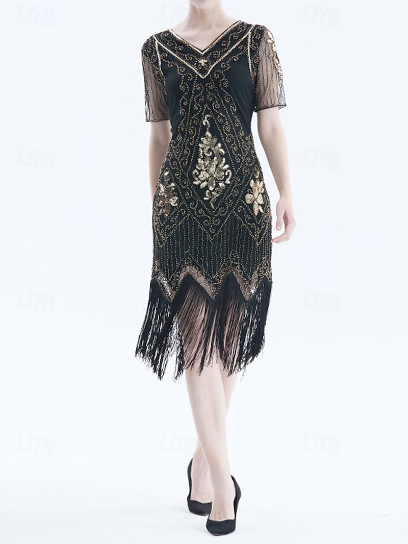 Roaring 20s 1920s Cocktail Dress Flapper Dress Dress Prom Dress The Great Gatsby Charleston Sequins Tassel Fringe Women's Halloween Carnival Masquerade Carnival Wedding Wedding Guest Adults' Dress 2025 - $43.99 –P6