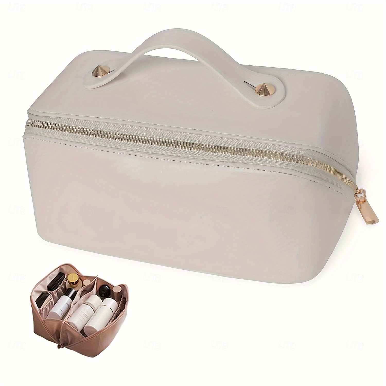 trousse de maquillage de voyage de grande capacité - trousse à maquillage étanche multifonctionnelle avec poignée et séparateur pour un accès facile de 2025 ? $8.99 –P7