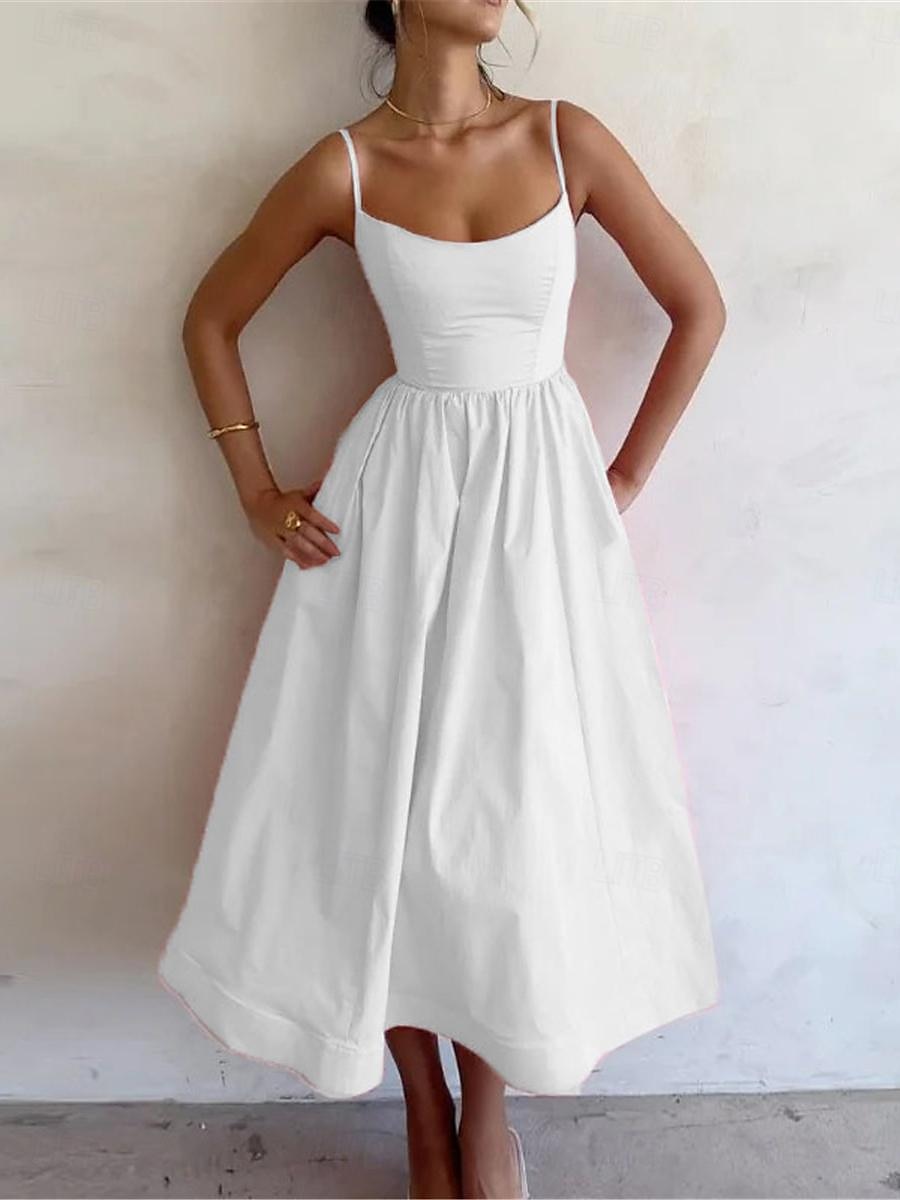 Női Maxiruha Fehér ruha Ballagási ruha hétköznapi ruha Swing ruha Elegáns Utcai sikk Maxi Vakáció Utca Szabadság Normál Ujjatlan Pántos Fehér Arcpír rózsaszín Medence Bíbor Nyár 2025 - $41.99 –P7