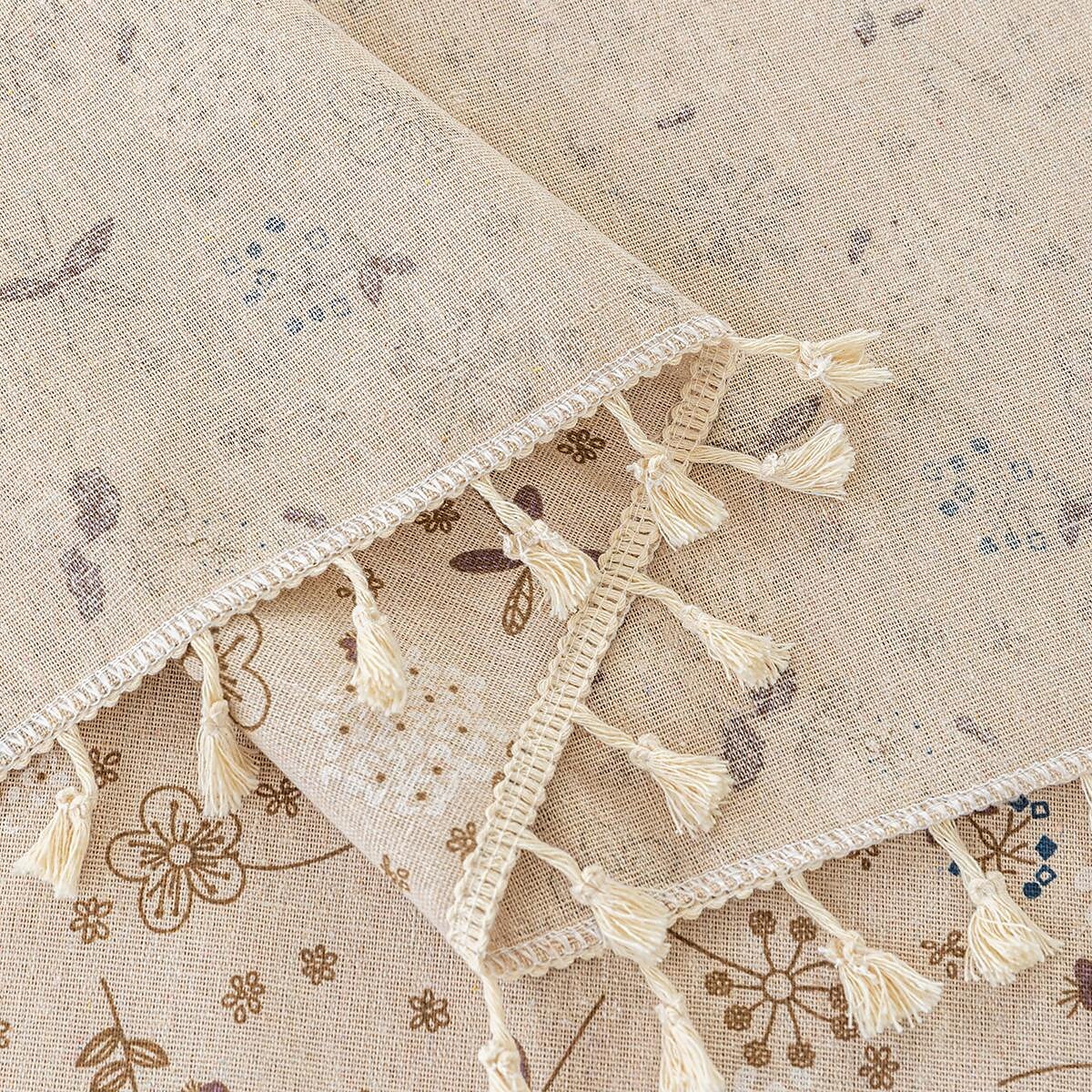 Nappe à franges 100% coton avec pompon plante florale de 2025 ? $9.49 –P3