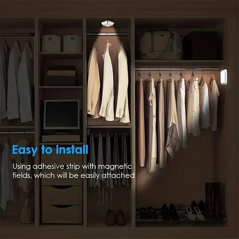 3pcs LED Motion Sensor Night Light Set, 6LED Closet Cabinet Sensor Light Automatic Infrared Activated Battery Powered for Novelty Place Closet, Cabinet, Stair, Bedroom, Corridor, Toilet, Wardrobe 2025 - $34.99 –P10