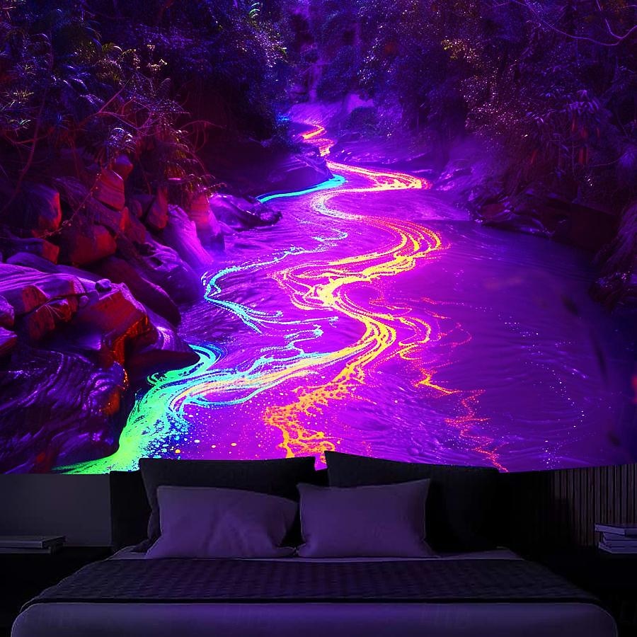 Blacklight Tapestry UV Reactive Glow in the Dark Glow Party Neon Light Tower Nature Psychedelic Trippy Misty Hanging Tapestry Wall Art Mural for Living Room Bedroom 2025 - $18.99 –P15