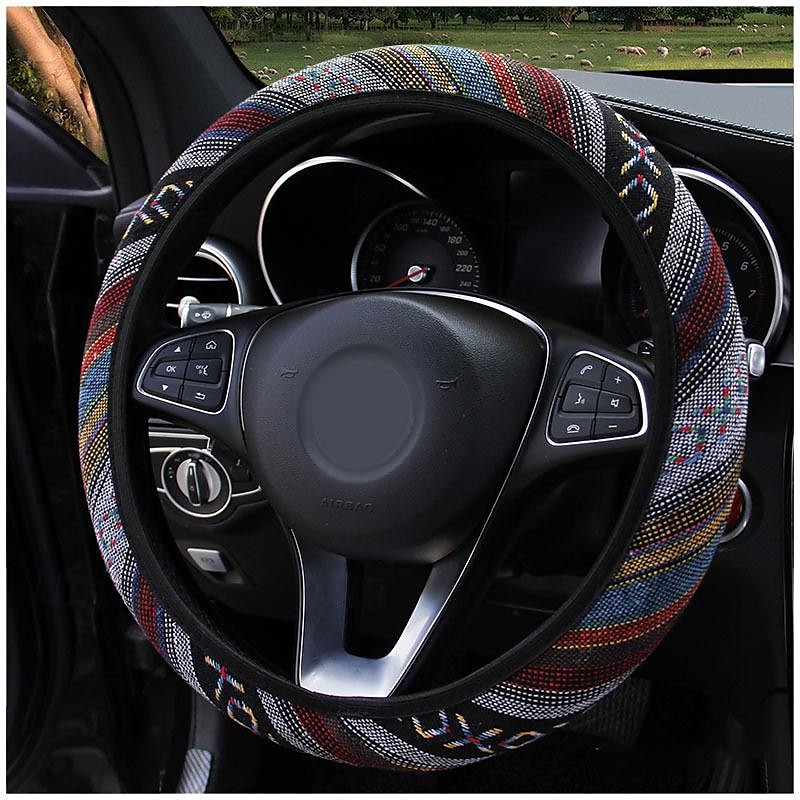Fyautoper nova capa de volante de carro étnica de linho sem anel interno capa de alça elástica de 2025 por $14.99 –P5