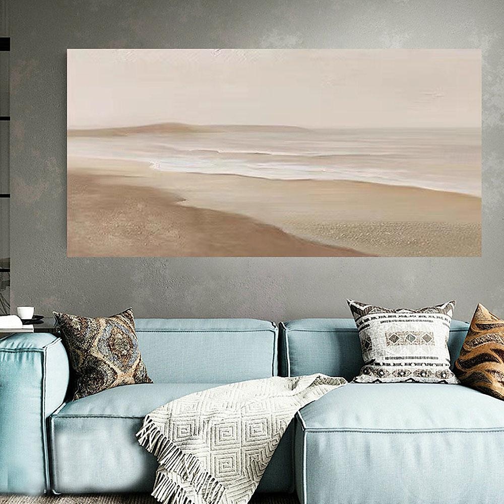 oljemålning wabi sabi målning handmålad stor beige konst brun 3d minimalistisk målning på duk brun 3d textur väggkonst neutral beige båge gipsmålning 2025 - $61.99 –P11
