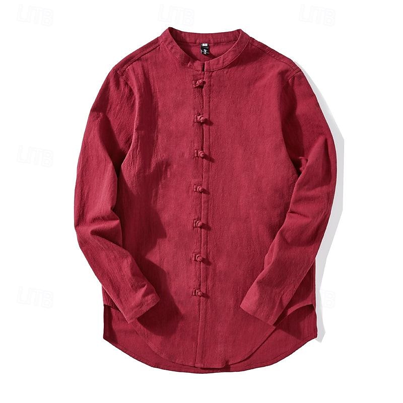 Per uomo Camicia Camicia di lino Camicia con colletto cinese Camicia con colletto alla coreana Camicia casual Camicia con Bottoni Semplice Vacanza Camicia hawaiana Nero Bianco Verde chiaro Rosa del 2025 a $27.99 –P7