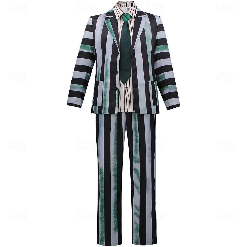 Beetlejuice 2 Horrorfilm Käfersaft Anzüge & Blazer Erwachsene Herren Cosplay-Kostüm Party / Abend Karneval Einfaches Karnevalskostüm 2025 - $88.99 –P2